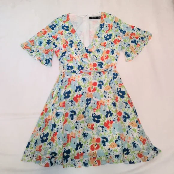 Lauren Ralph Lauren Floral Fit & Flare Dress Size 8 - Picture 2 of 10